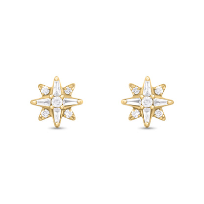EFC54266. 14K Solid Gold Diamond Star Studs
