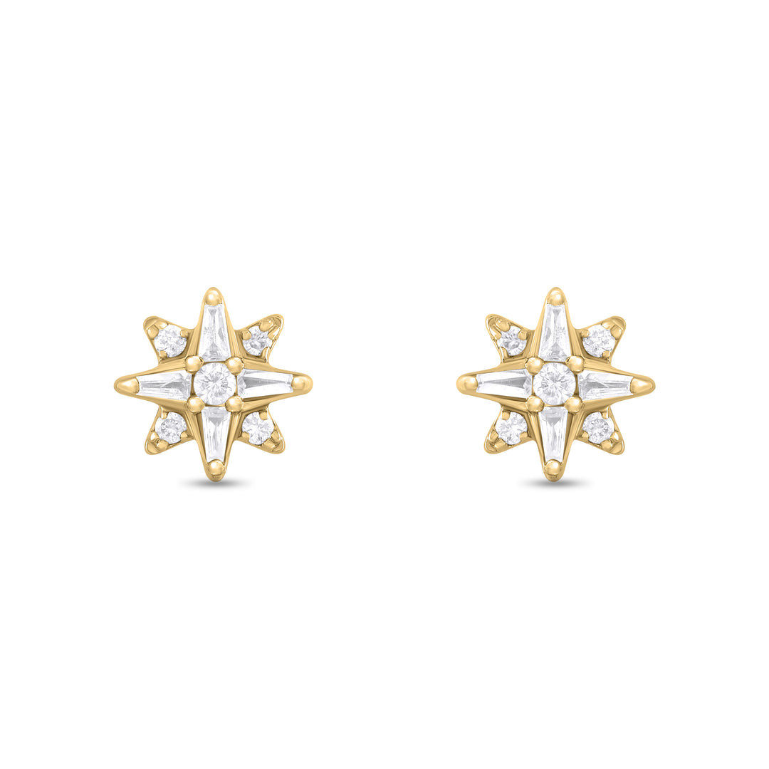 ER421144. 14K Solid Gold Diamond Star Studs