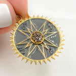 Load image into Gallery viewer, DP600A. Diamond Sterling Silver Round Compass Enamel Pendant
