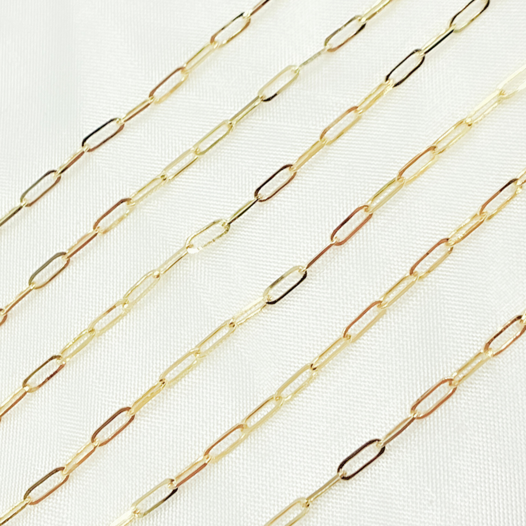 14k Solid Gold Diamond Cut Paperclip Link Chain. 050FVACLL3byFt