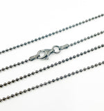 Load image into Gallery viewer, Black Rhodium 925 Sterling Silver Ball 1mm Necklace Chain. 20Necklace
