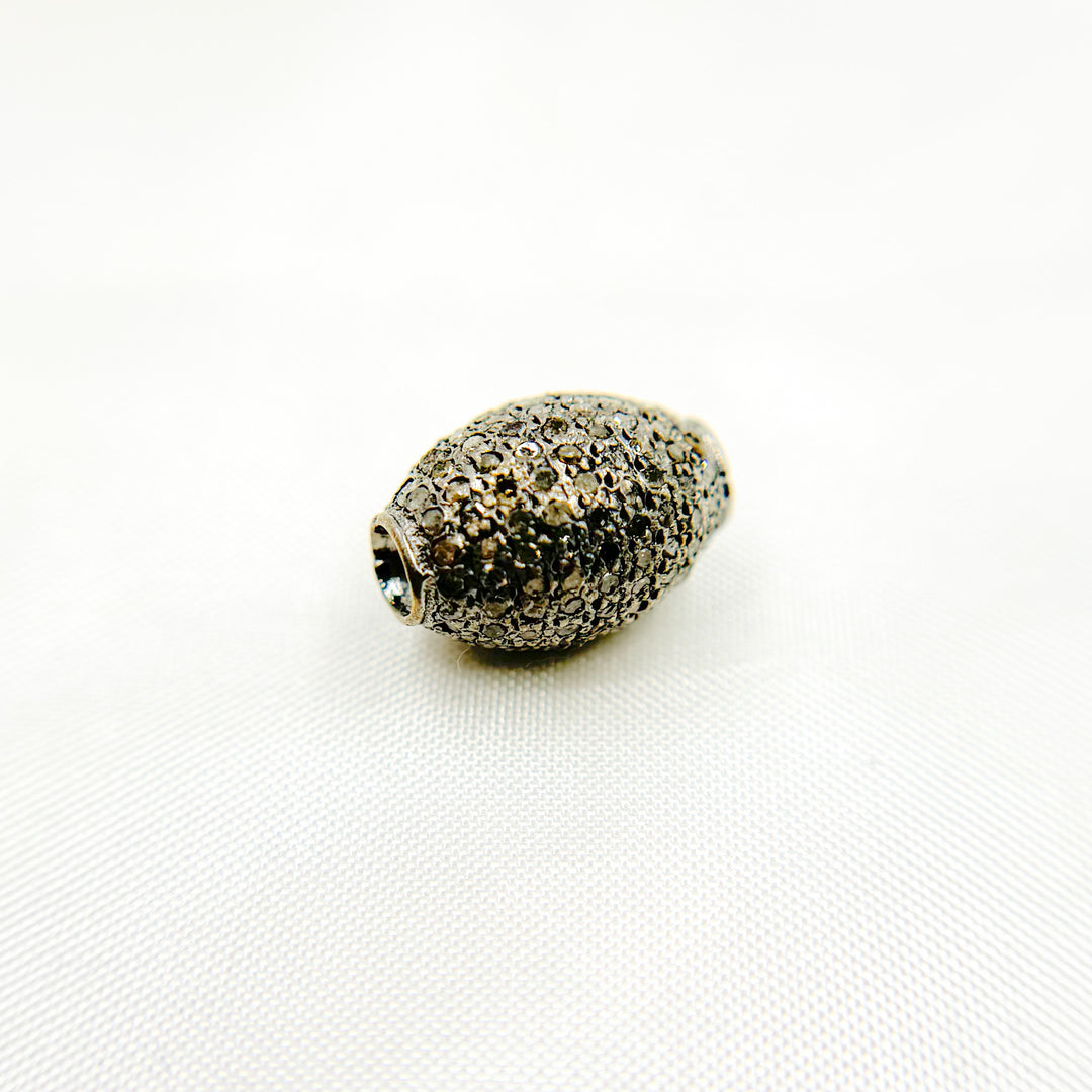 DC1016. Diamond & Sterling Silver Oval Bead