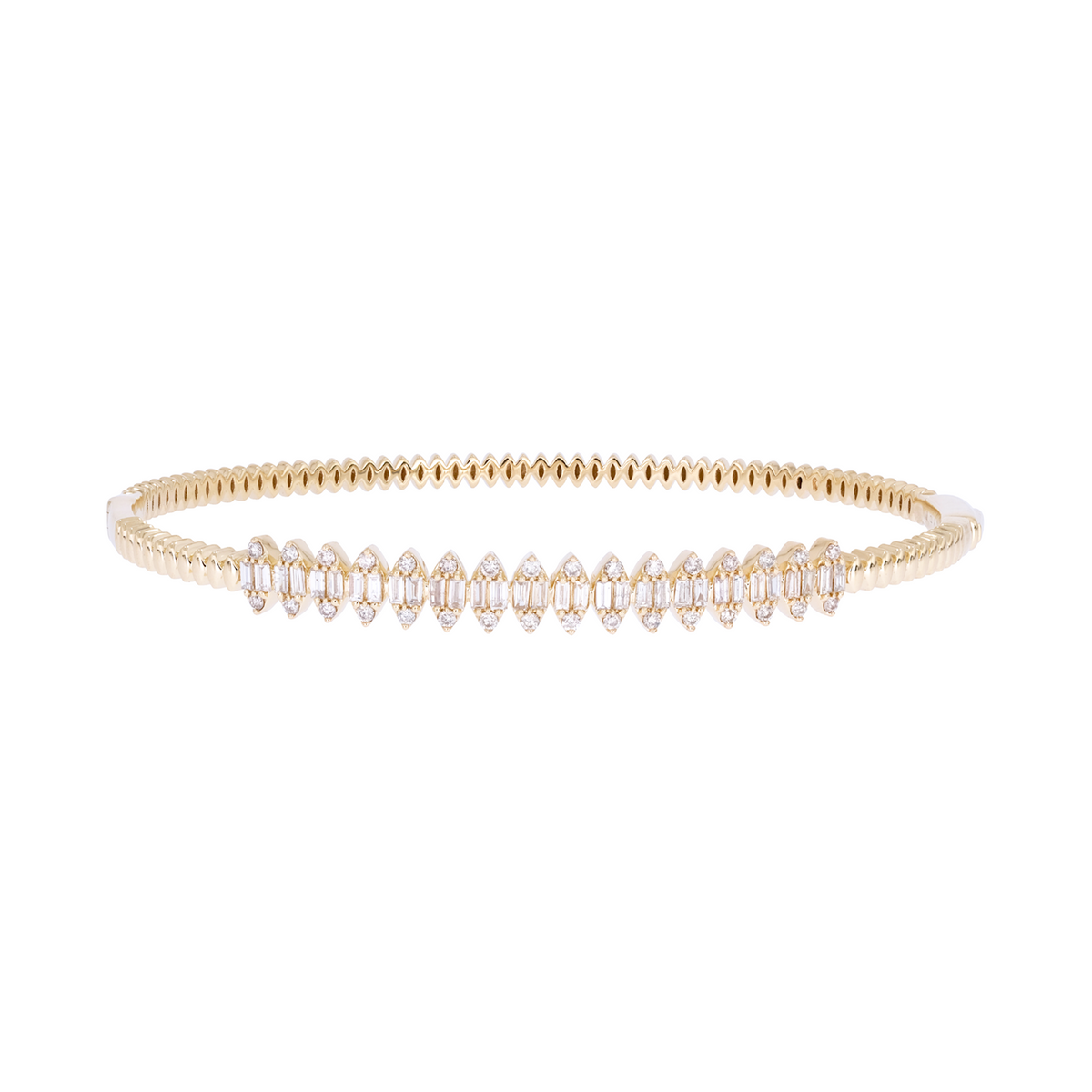 BNK68391. 14K Solid Gold Diamond Baguette Diamond Bangle