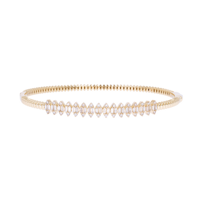 BNK68391. 14K Solid Gold Diamond Baguette Diamond Bangle