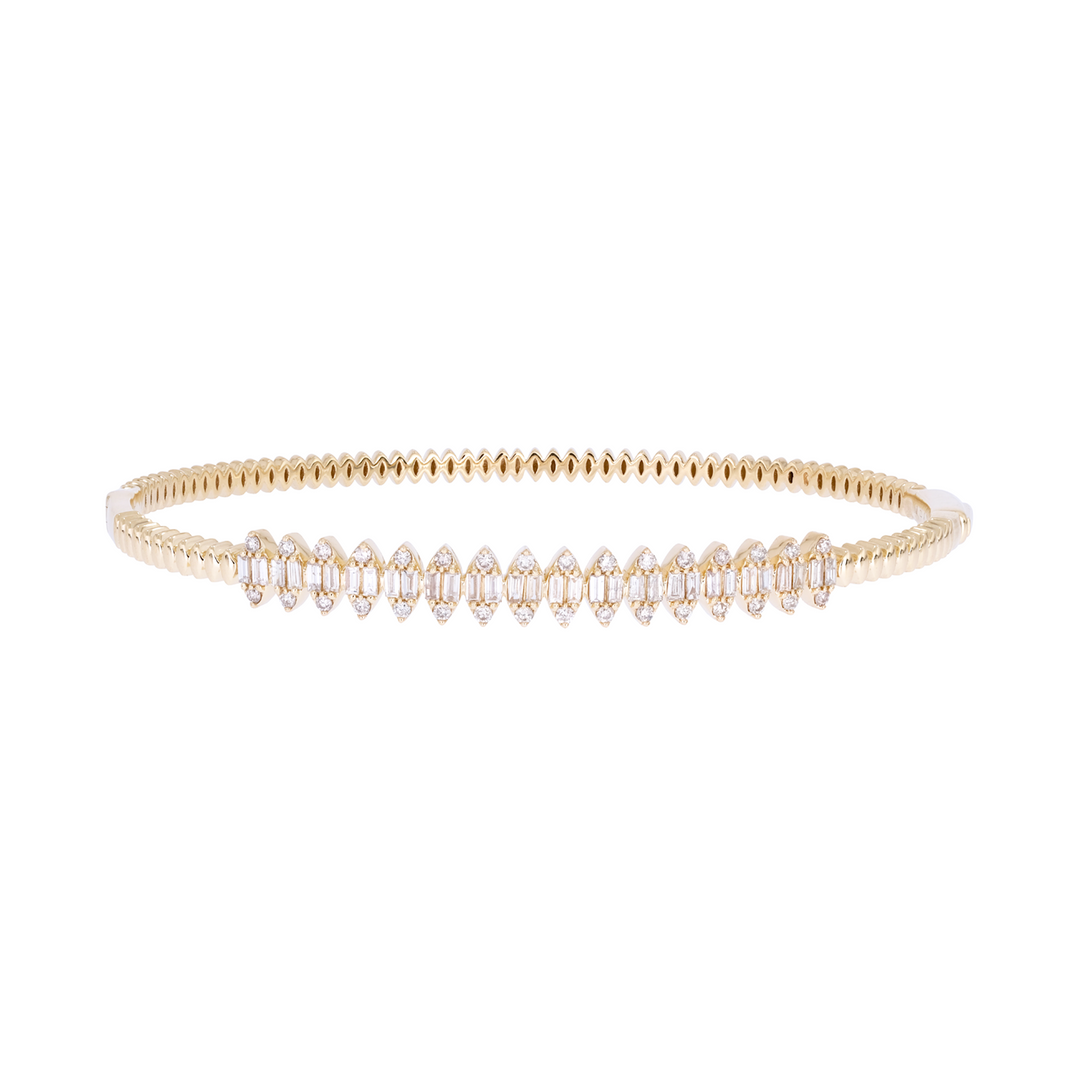 BNK68391. 14K Solid Gold Diamond Baguette Diamond Bangle