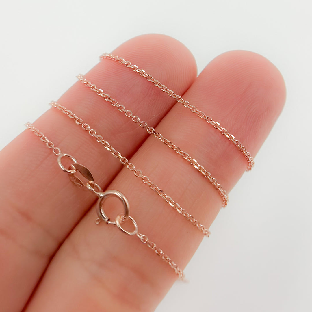 030R04T4J051RG. 14K Solid Rose Gold Diamond Cut Cable Chain with Extender