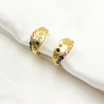 Load image into Gallery viewer, 14K Solid Gold Diamond &amp; Multi Sapphire Hoop Earrings. HP402545
