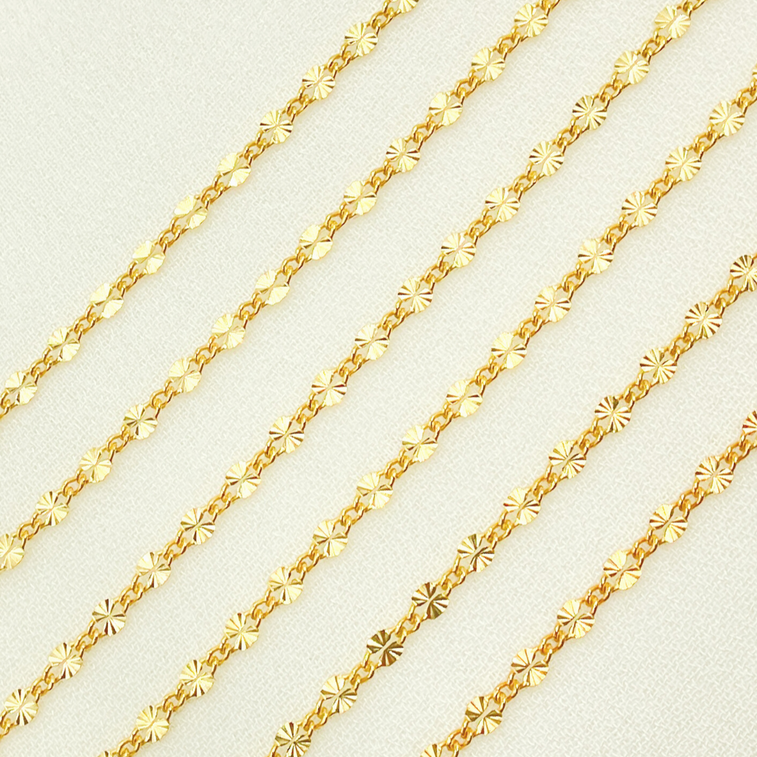 V186GF. 14k Gold Filled Diamond Cut Marina Link Chain