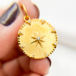 Load image into Gallery viewer, 14K Solid Gold Diamonds Circle Star Charm. GDP185
