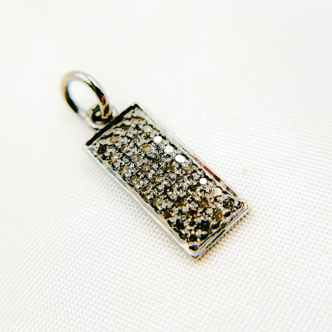 DC290. Diamond Sterling Silver Rectangle Charm