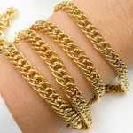 Load image into Gallery viewer, V36GP. Gold Plated  925 Sterling Silver Hollow Double Curb Chain
