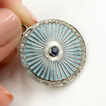 Load image into Gallery viewer, DP489A. Diamond Sterling Silver Round Enamel Pendant with Gemstone
