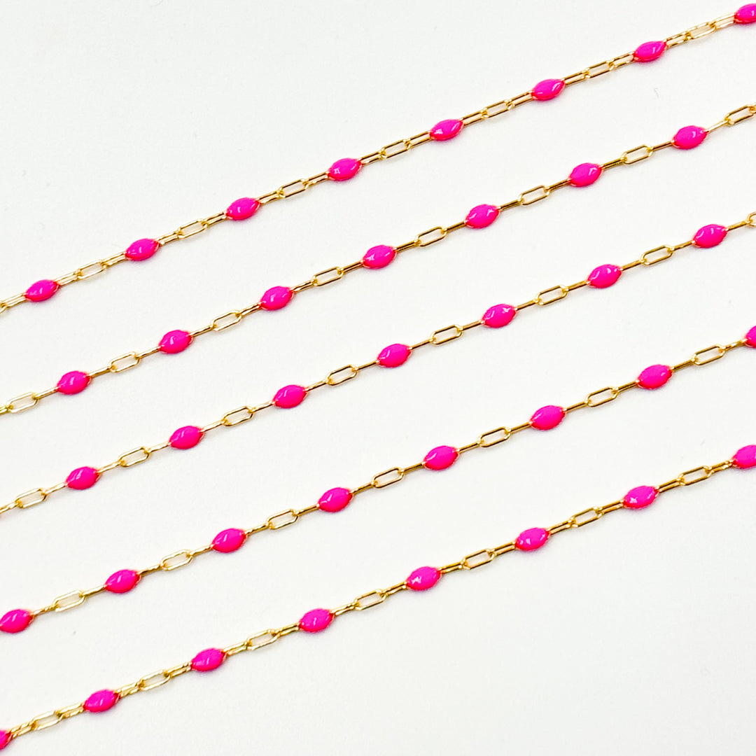  Pink Color Enamel Satellite Cable Chains