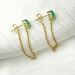 Load image into Gallery viewer, 14K Gold Emerald Rectangle Chain Earrings. EFI52161EM
