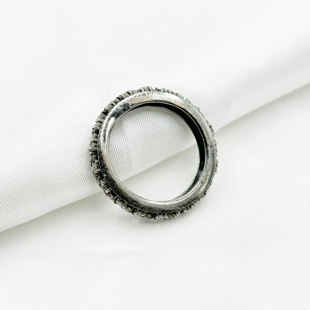 DE02. Diamond Black Rhodium Sterling Silver Ring