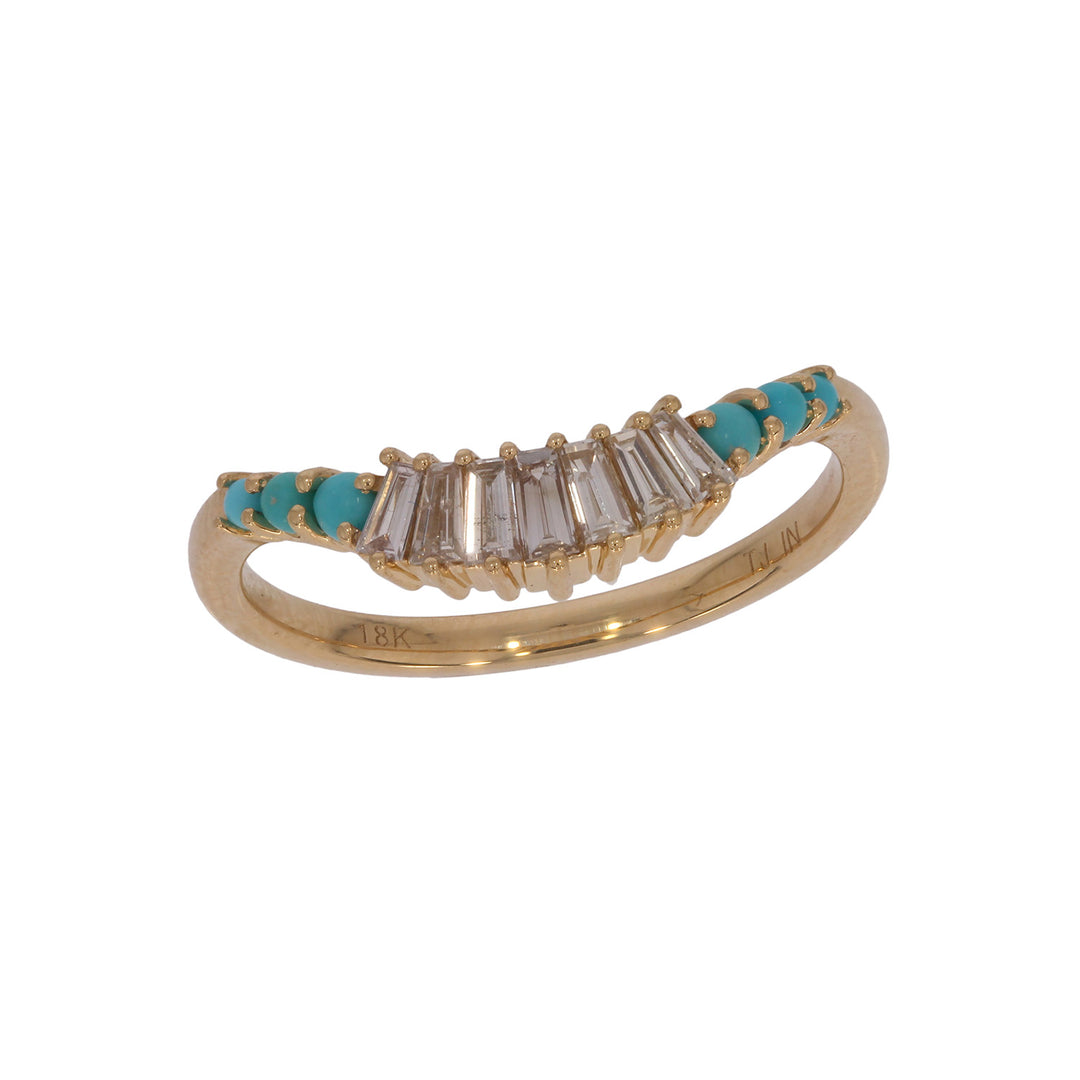 RFF19754TQ. 18K Solid Gold Diamond & Turquoise Ring