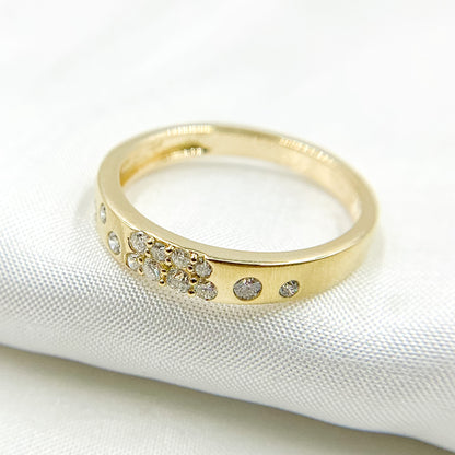 14K Solid Gold Diamond and Multi Sapphire Band Ring.