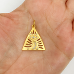 Load image into Gallery viewer, 14K Solid Gold Triangle with Moon and Eye Charm. GDP112
