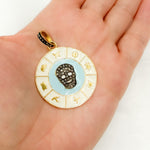 Load image into Gallery viewer, DP536A. Diamond Sterling Silver Round Skull Enamel Pendant
