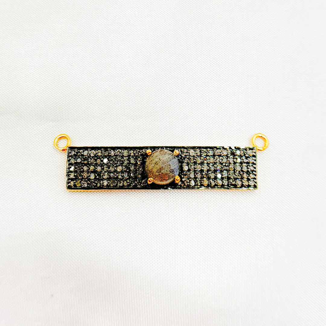 DC10. Silver Diamond and Gemstone Rectangle Connector