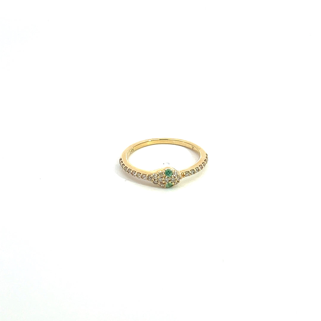 14K Solid Gold Diamond and Emerald Snake Ring. RFD17774EM