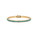 Load image into Gallery viewer, BNL68438TQ. 14K Solid Yellow Gold Baguette Diamond and Turquoise Bangle