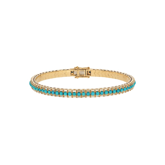BNL68438. 14K Solid Yellow Gold Baguette Diamond and Gemstone Bangle