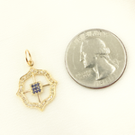 Load image into Gallery viewer, 14K Solid Gold Diamond Charm. Available in (Ruby &amp; Blue Sapphire). GDP273
