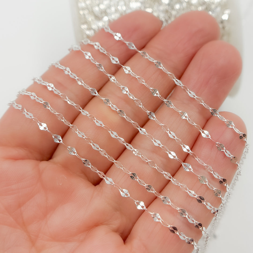 Z46SS. 925 Sterling Silver Flat Marina Chain