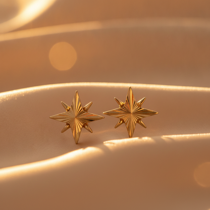 EFZ53568. 14K Solid Gold Star Stud Earrings
