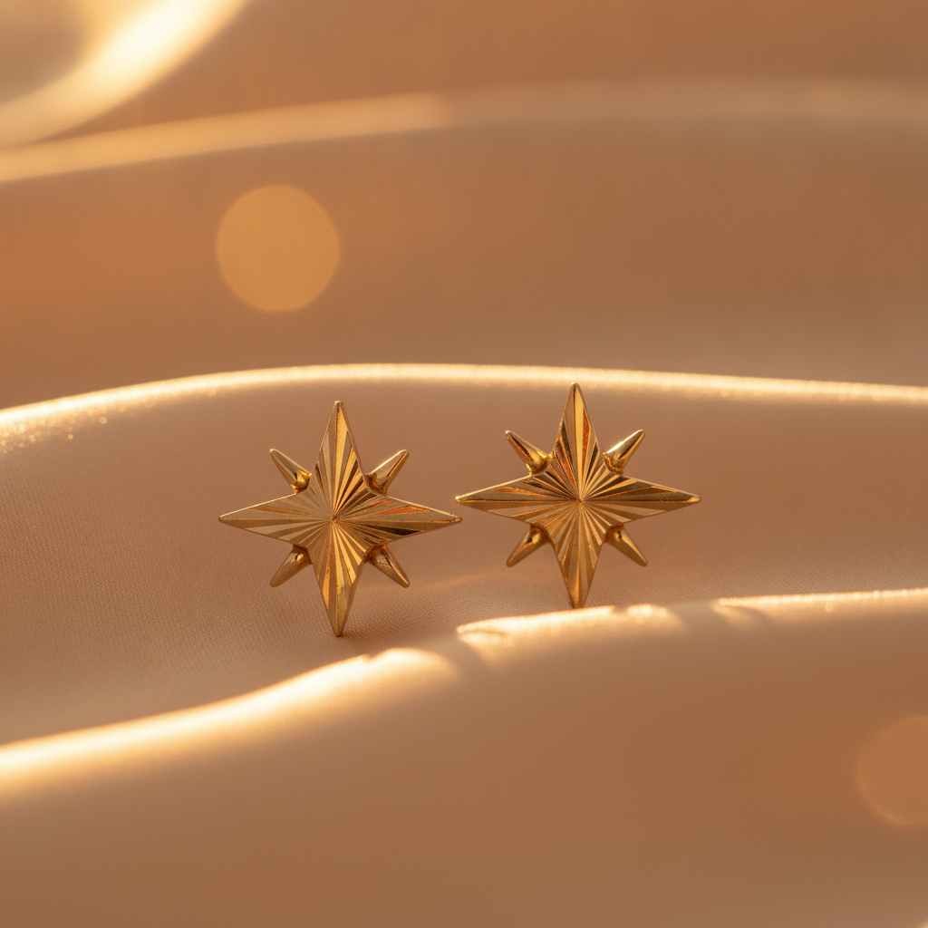 EFZ53568. 14K Solid Gold Star Stud Earrings