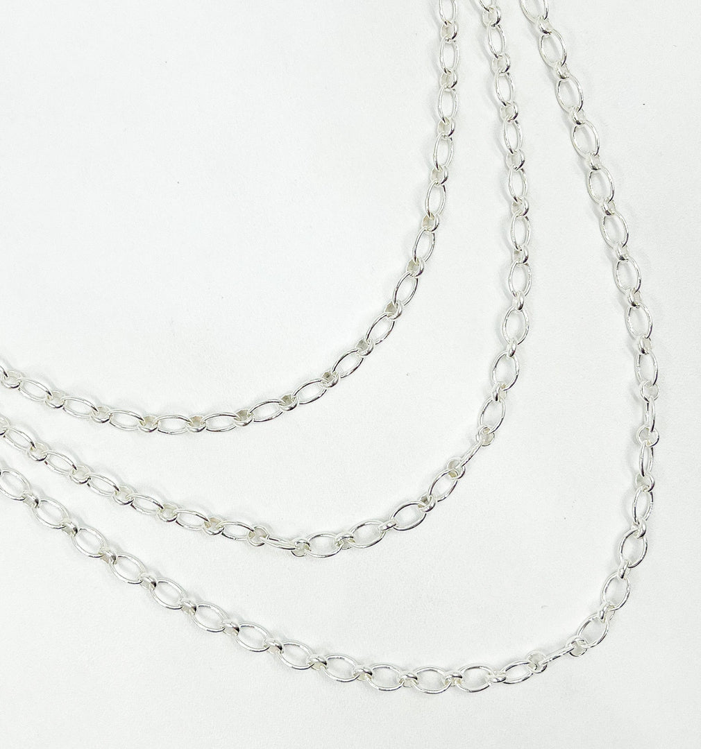 925 Sterling Silver Oval & Round Link Chain. 944SS