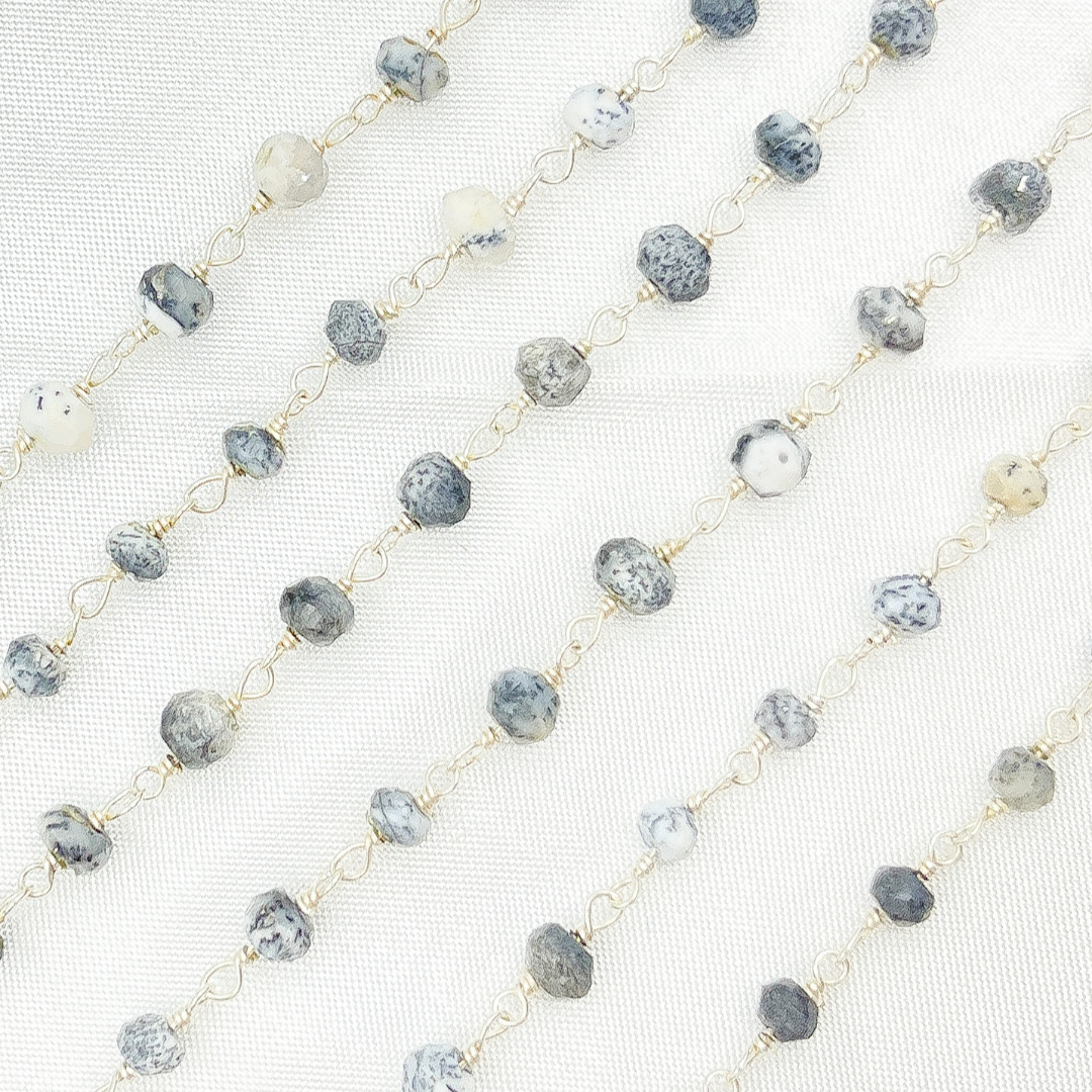 DEN14. Dendrite Opal 925 Sterling Silver Wire Chain