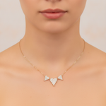 Load image into Gallery viewer, NT402973. 14K Solid Gold 3 Hearts Dainty Tiny Necklace