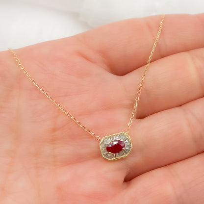 14K Gold Octagon Fancy Tiny Necklace