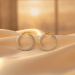 Load image into Gallery viewer, GER40. 14K Yellow and White Gold Earrings Round Shape Hoop with Texture