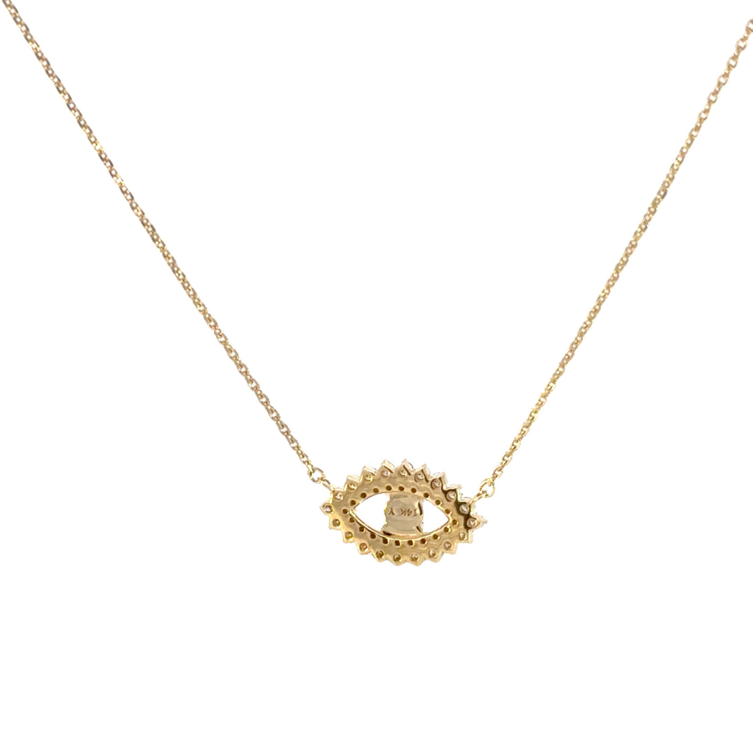 NFG71492TQ. 14K Solid Gold Diamond and Turquoise Eye Necklace
