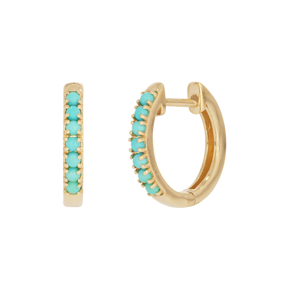 EHZ57450. 14K Solid Yellow Gold Gemstone Hoop Earrings