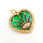 Load image into Gallery viewer, Gold Evil Eye Heart Pendants
