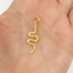 Load image into Gallery viewer, 14K Solid Gold with Diamonds Snake Shape Charm. GDP123
