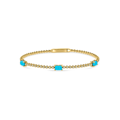 BNF68563. 14K Solid Yellow Gold Diamond and Gemstone Bangle