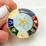 Load image into Gallery viewer, DP530A. Diamond Sterling Silver Round Star Enamel Pendant
