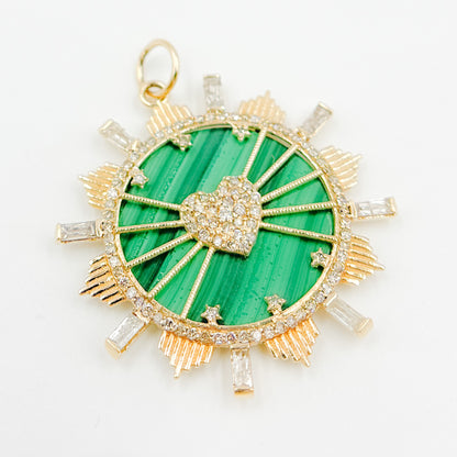 KG215. 14K Gold Round Heart Pendant