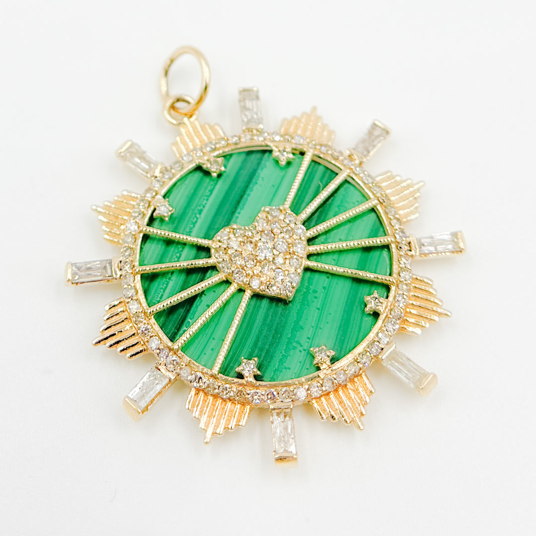 KG215. 14K Gold Round Heart Pendant