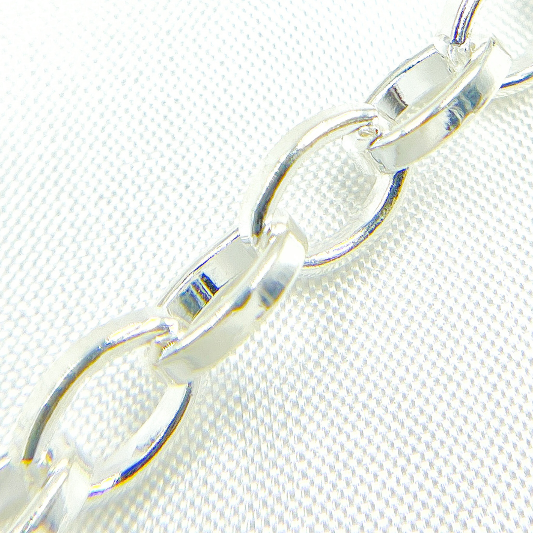 V64SS. Sterling Silver Flat Oval Link Chain