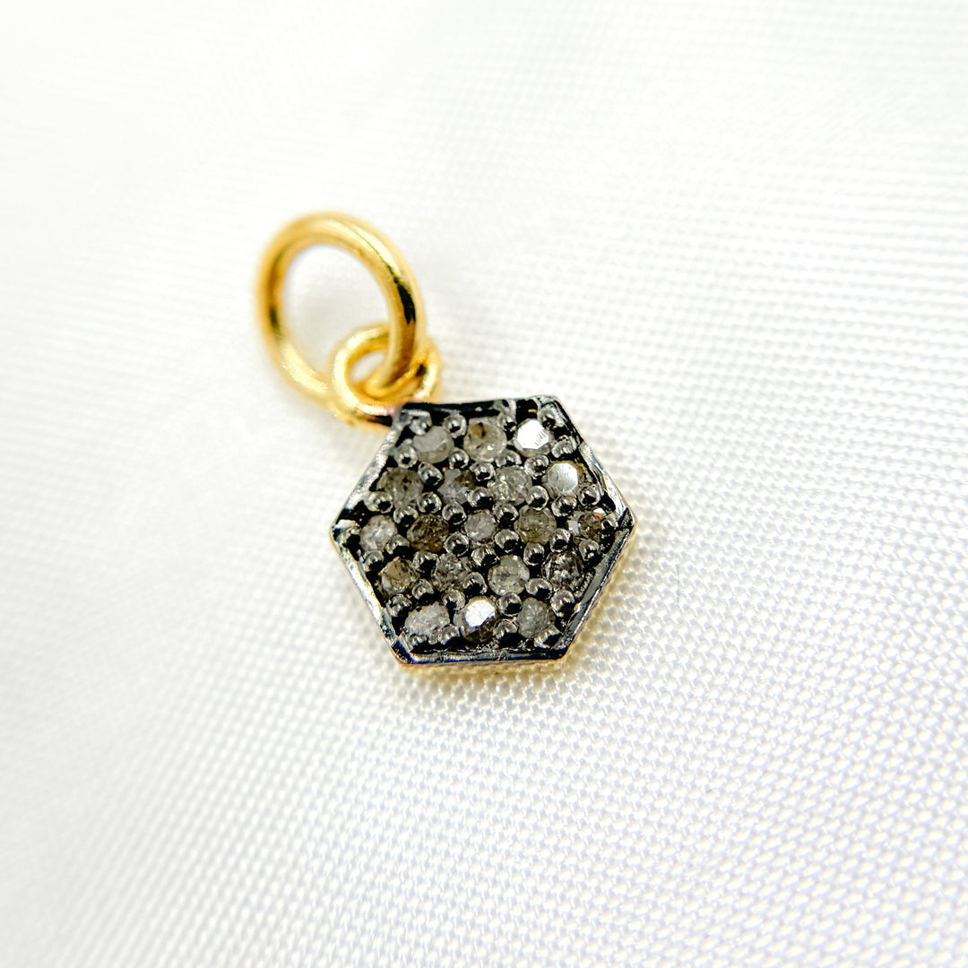 DC461. Diamond Silver Hexagon Charm