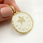 Load image into Gallery viewer, DP517A. Diamond Sterling Silver Star Round Enamel Pendant
