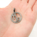 Load image into Gallery viewer, DC375. Diamond Sterling Silver Round Capricorn Zodiac Pendant
