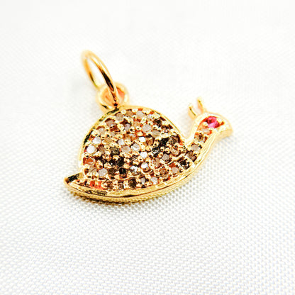 Diamond & Sterling Silver Snail Charm with Gemstones