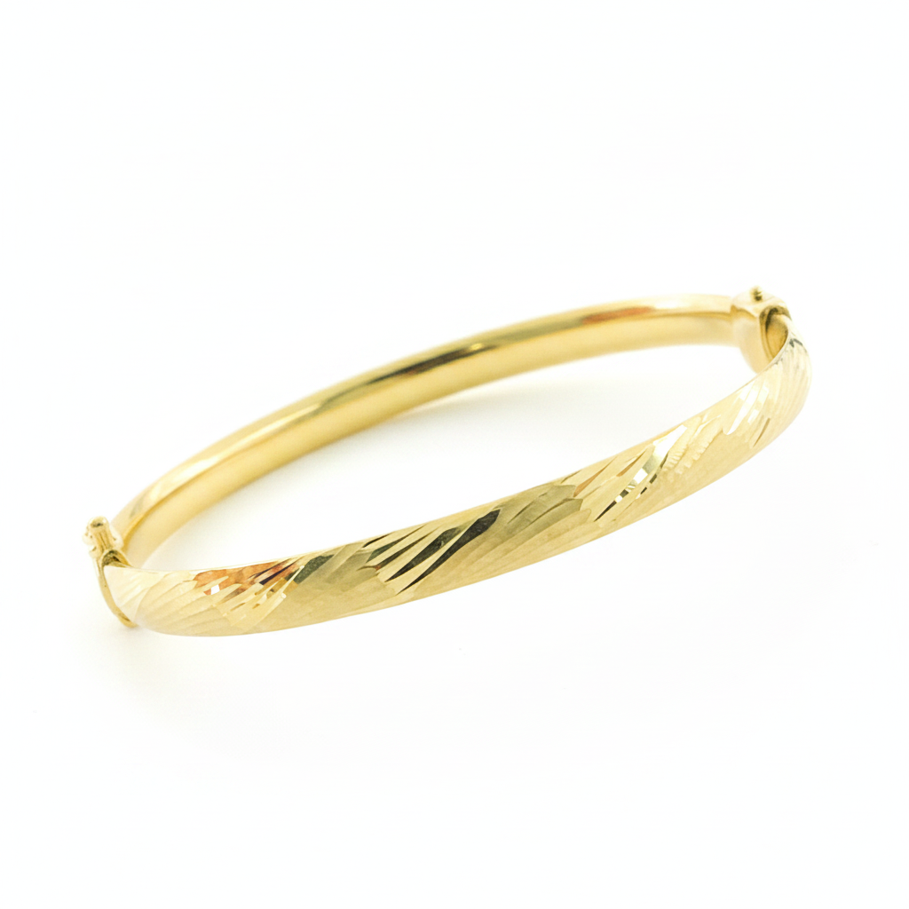 Bangle21. 14K Solid Gold Matte Textured Bangle
